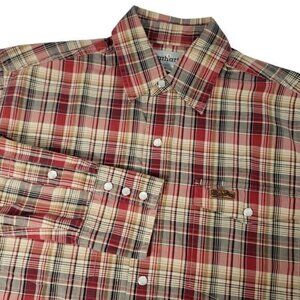 Carhartt Mens‎ Small Long Sleeve Plaid Pearl Snap Sawtooth Pocket Shirt